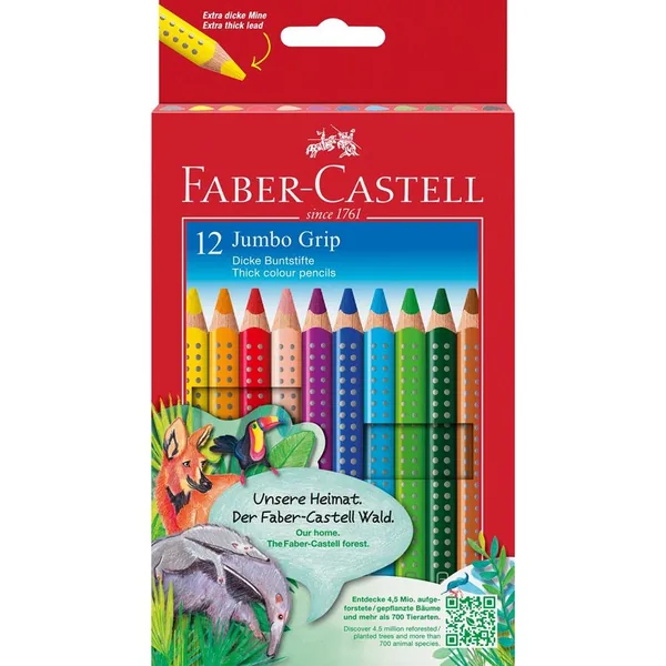 Faber-Castell Buntstifte Jumbo Grip, 12er-Set im Kartonetui