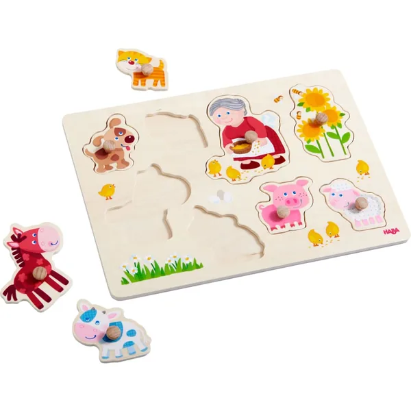 HABA Greifpuzzle Oma Lenis Tiere, 8 Teile (Holz)