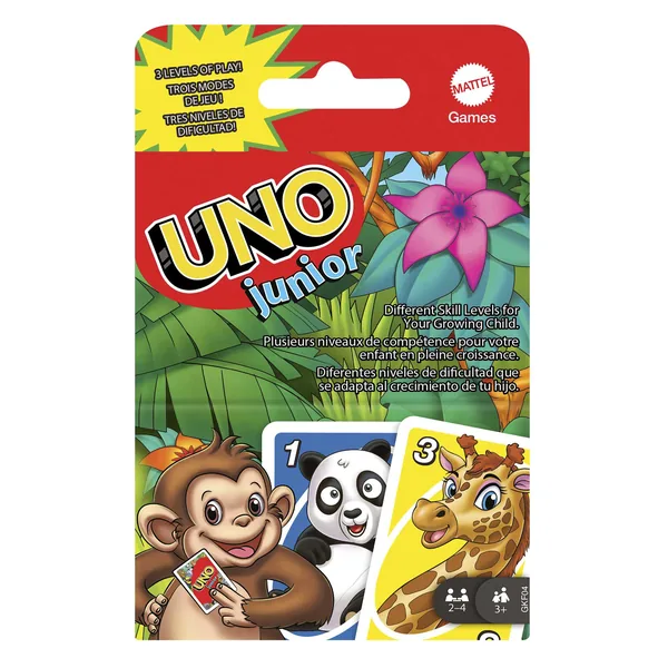 Mattel Games UNO Junior (Zootiere, 3 Schwierigkeitsstufen)