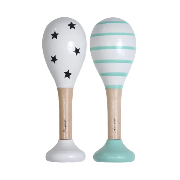 Kindsgut Holzrasseln für Babys, 2er-Set (Sterne und Streifen)
