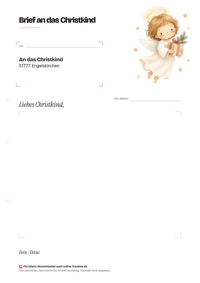 Vorschau: Brief ans Christkind zum Malen, Aquarell (PDF, kostenlos)