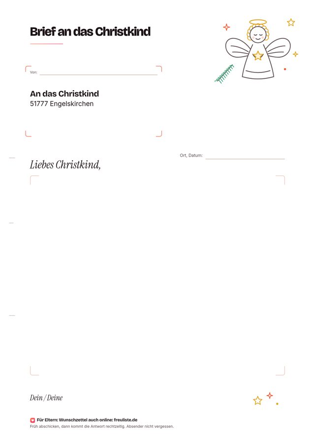 Vorschau: Brief ans Christkind zum Malen (PDF, kostenlos)