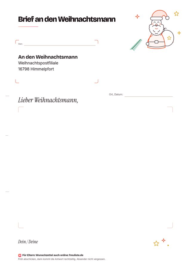Vorschau: Brief an den Weihnachtsmann zum Malen (PDF, kostenlos)
