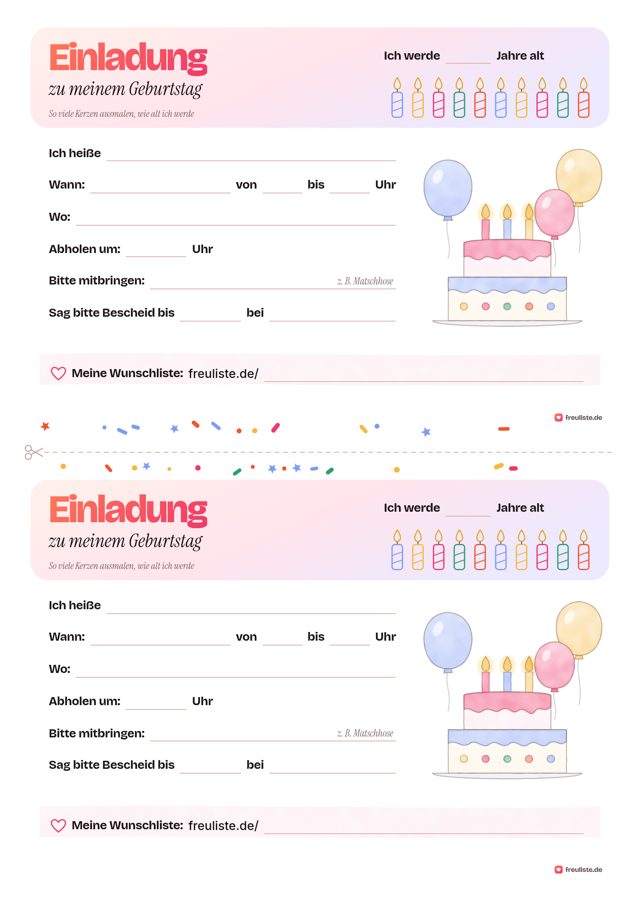 Vorschau: Einladung Kindergeburtstag: Vorlage zum Ausdrucken