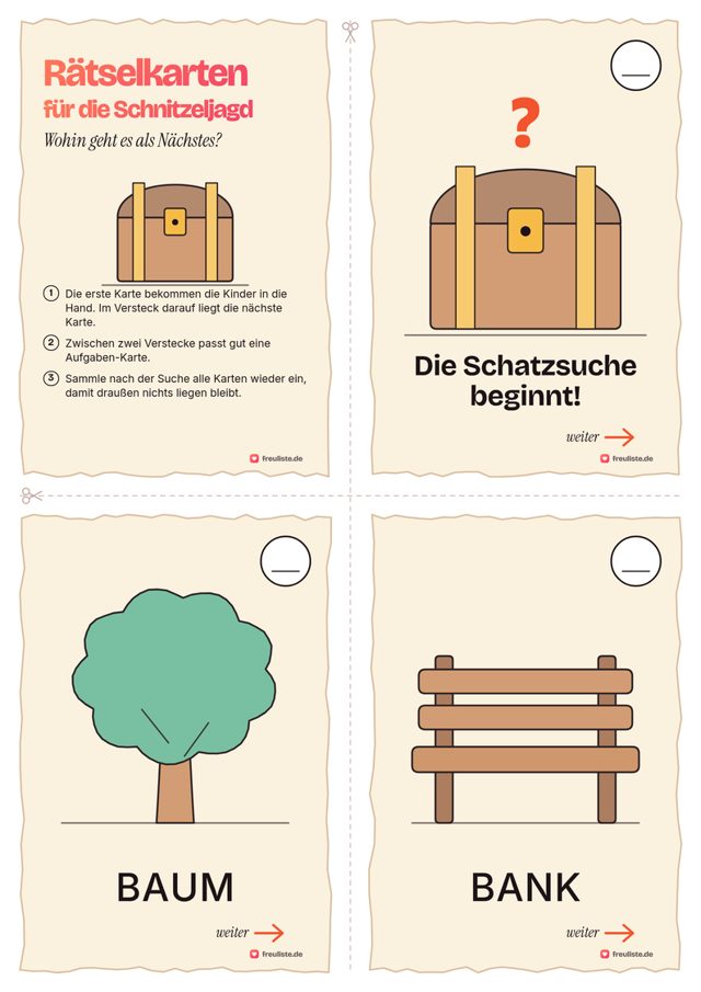 Vorschau: Schnitzeljagd-Vorlage: Bilder-Rätselkarten zum Ausdrucken